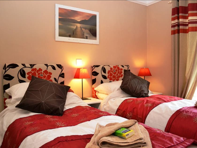 Bedroom made up as a twin | Riverbank Cottage, Keswick