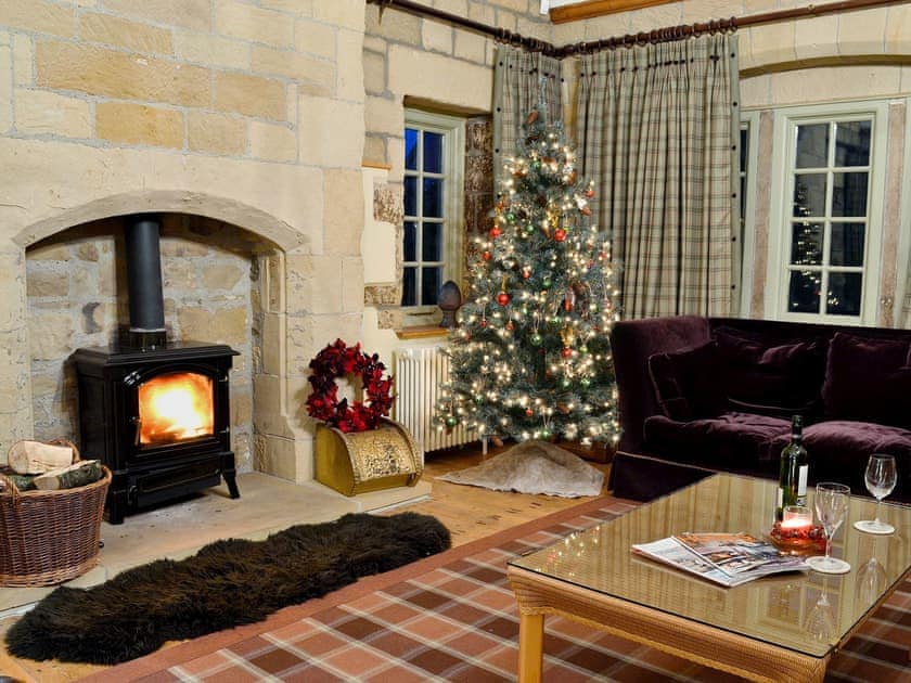 Living room tastefully decorated for Christmas | Old Reading Room, Thimbleby, near Osmotherley