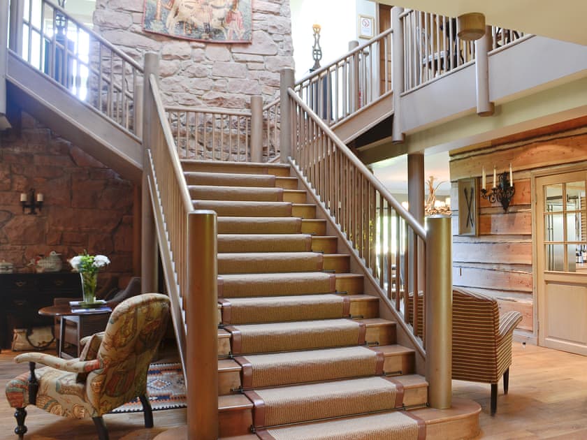 Beautifully designed grand staircase | River Lodge - Ness Castle Estate, Inverness
