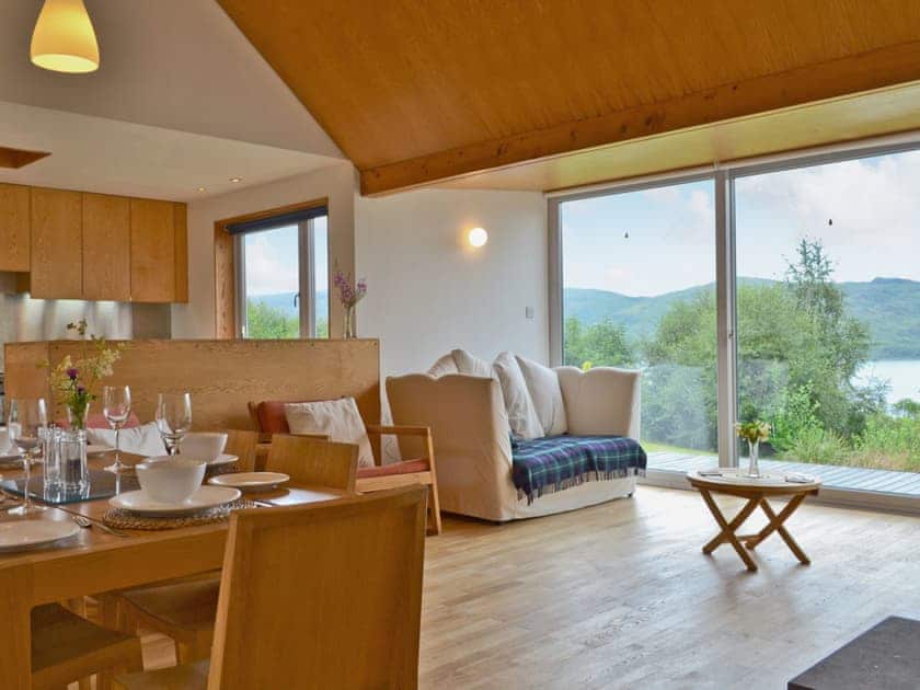 Architect-designed open plan living space with large picture windows letting the countyside inside | West Bothy at Cluain Ghrianach, Laga, near Acharacle