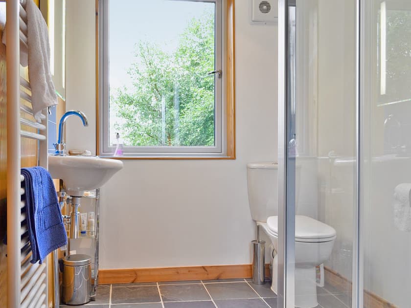 Tile floored shower room with heated towel rail | West Bothy at Cluain Ghrianach, Laga, near Acharacle