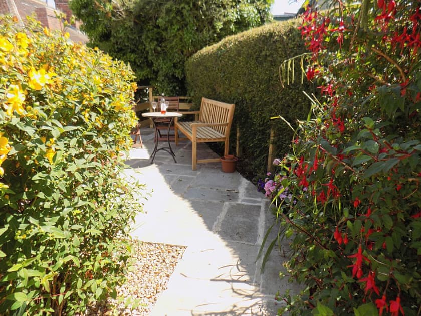 Secluded spot to sit and enjoy a drink in the garden | Fern Lea, Sleights, near Whitby