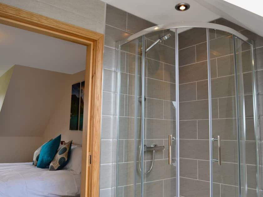 En suite shower room adjoining the Master bedroom | Seascape - Seascape Cottages, Southerness, near Dumfries