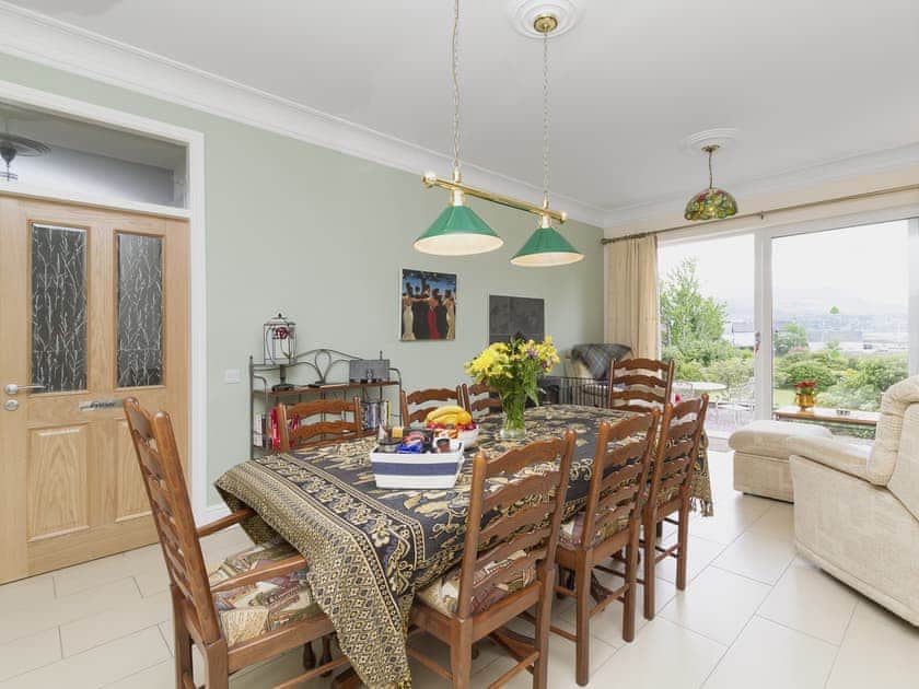 Large dining room with patio doors | Torfern, Corpach, near Fort William