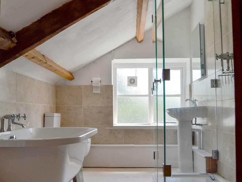 Spacious, well presented bathroom | The Mill Farmhouse (Ty Fferm Y Felin), Llandybie, near Llandeilo