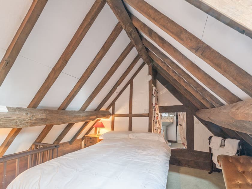 Single bedroom with traditional features including beamed ceiling | Pen Copi, Trefeglwys, near Caersws