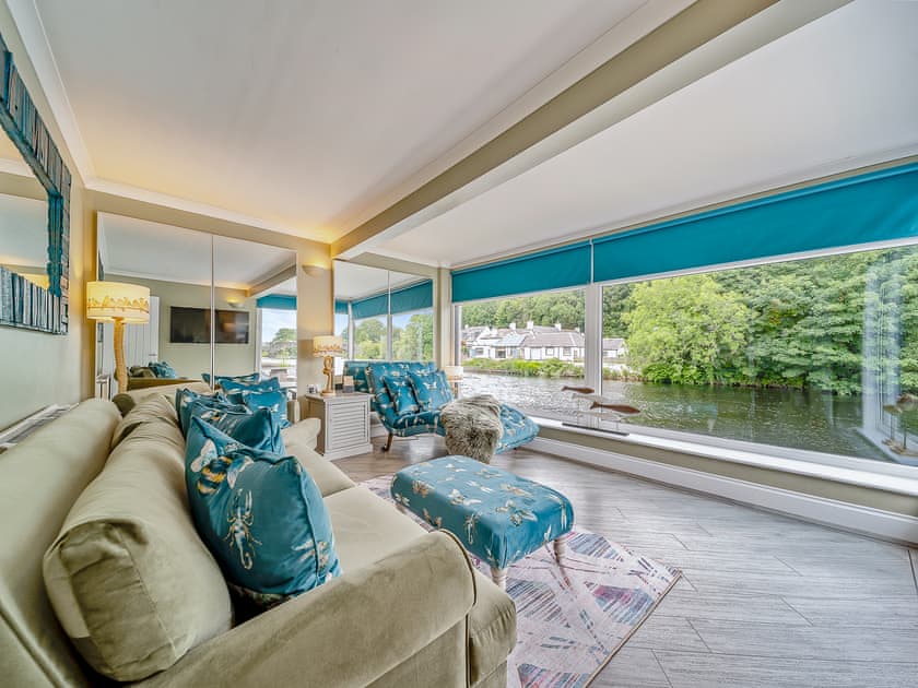 Comfortable living room with wonderful river views | Creebank, Newton Stewart