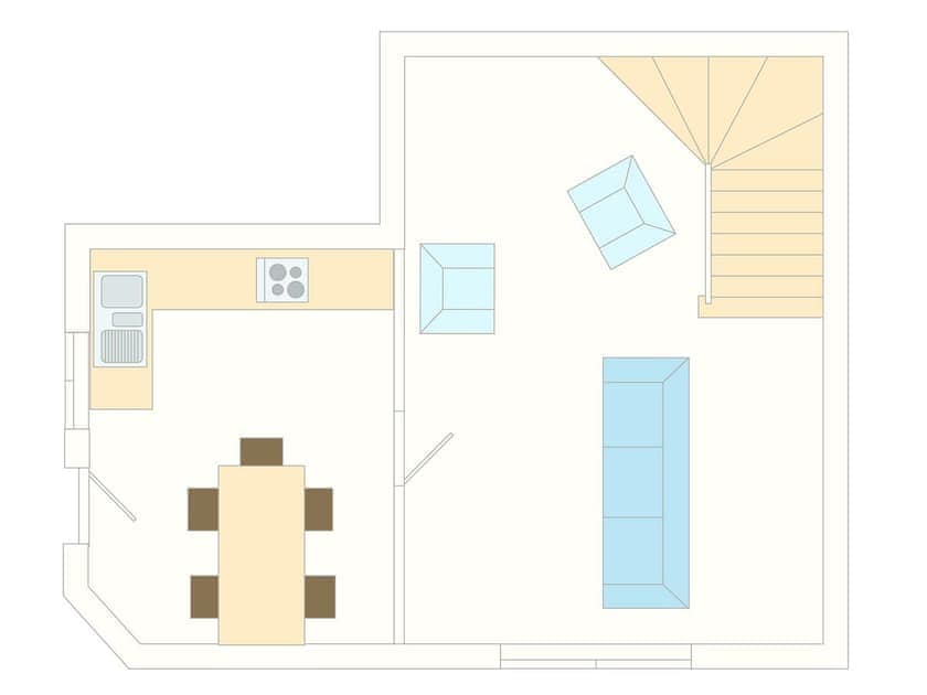 1 Castle Cottage Floor Plan - Ground Floor | Tuckenhay Mill - 1 Castle Cottage, Bow Creek, between Dartmouth and Totnes