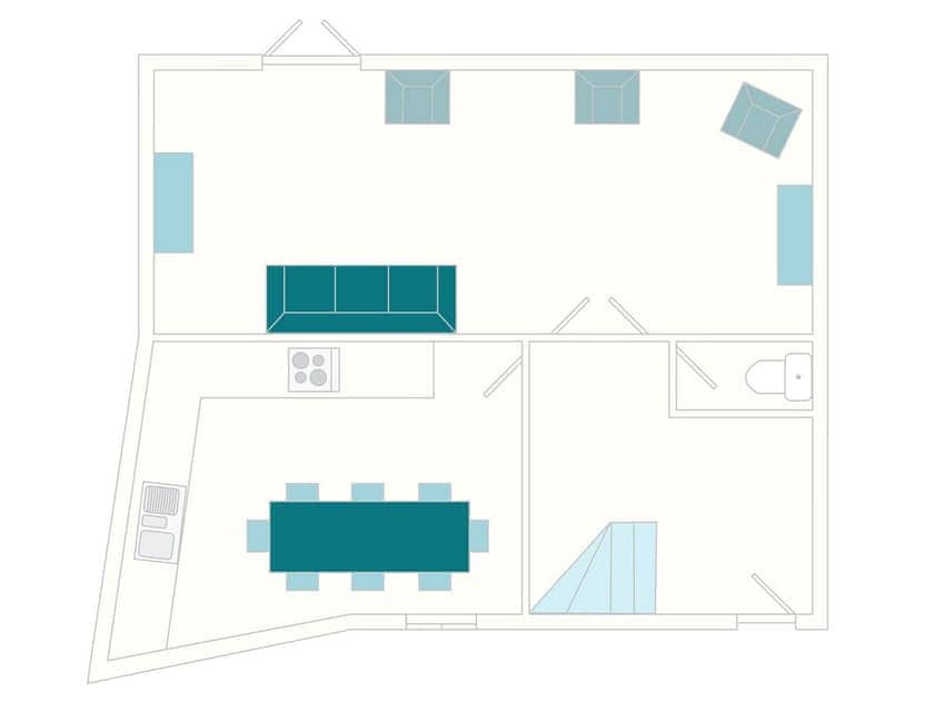 2 Salle Cottage Floor Plan - Ground Floor | Tuckenhay Mill - 2 Salle Cottage, Bow Creek, between Dartmouth and Totnes