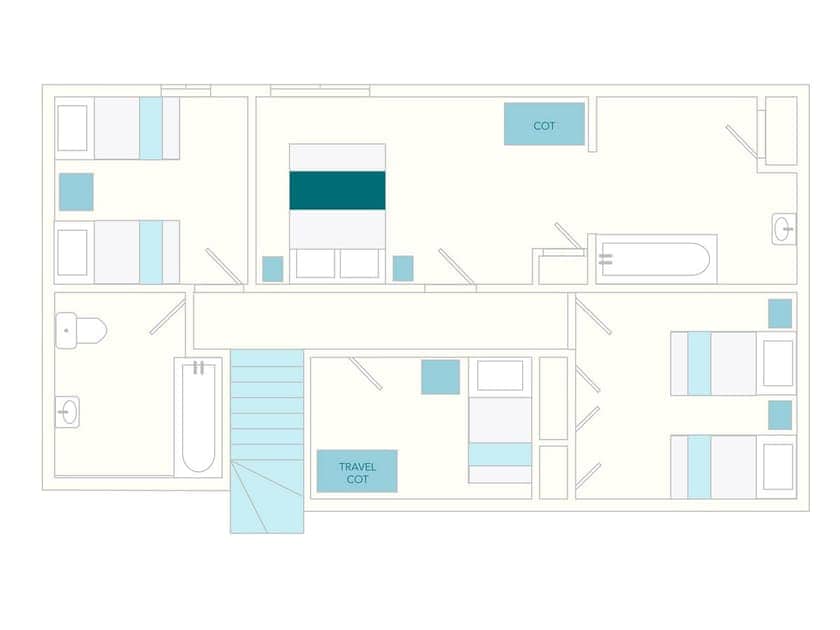 3 Salle Cottage Floor Plan - First Floor | Tuckenhay Mill - 3 Salle Cottage, Bow Creek, between Dartmouth and Totnes