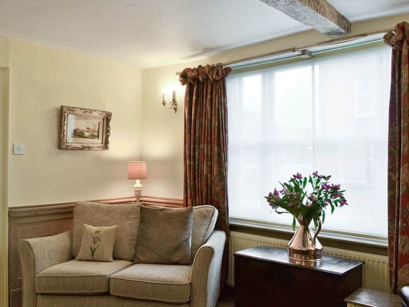 Wood beamed ceiling in living room | Friary Cottage, Ludlow