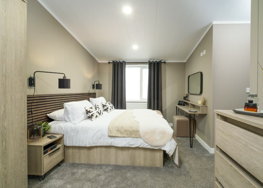 All imagery shown is a representation only. Style, decor and exact views vary by lodge | Orchard Deluxe Double Lakes 3 Hot Tub Pet - Clawford Lakes Resort and Spa, Clawton, Nr Holsworthy