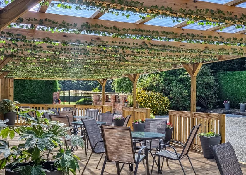 Cafe Sun Terrace looking at Horses | Croft Park Lodges, Little Weighton, Nr Beverley