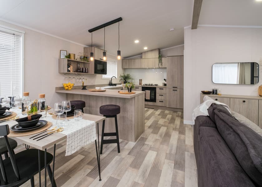 All imagery shown is a representation only. Style, decor and exact views vary by lodge | Valley Park View 3 bed with Hot Tub (sleeps 6) - Lakeview Manor Lodges, Dunkeswell, Honiton