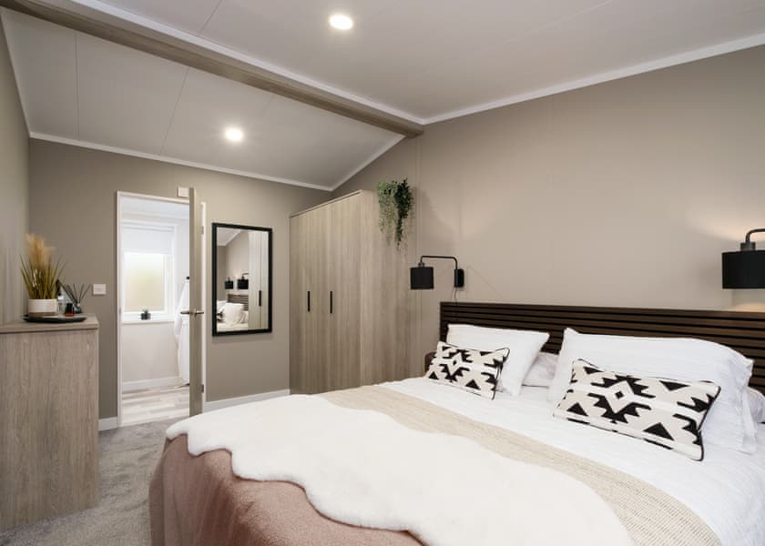 All imagery shown is a representation only. Style, decor and exact views vary by lodge | Valley Park View 3 bed with Hot Tub (sleeps 6) - Lakeview Manor Lodges, Dunkeswell, Honiton