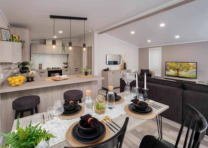 All imagery shown is a representation only. Style, decor and exact views vary by lodge | Valley Park View 2 bed Hot Tub (sleeps 4) - Lakeview Manor Lodges, Dunkeswell, Honiton