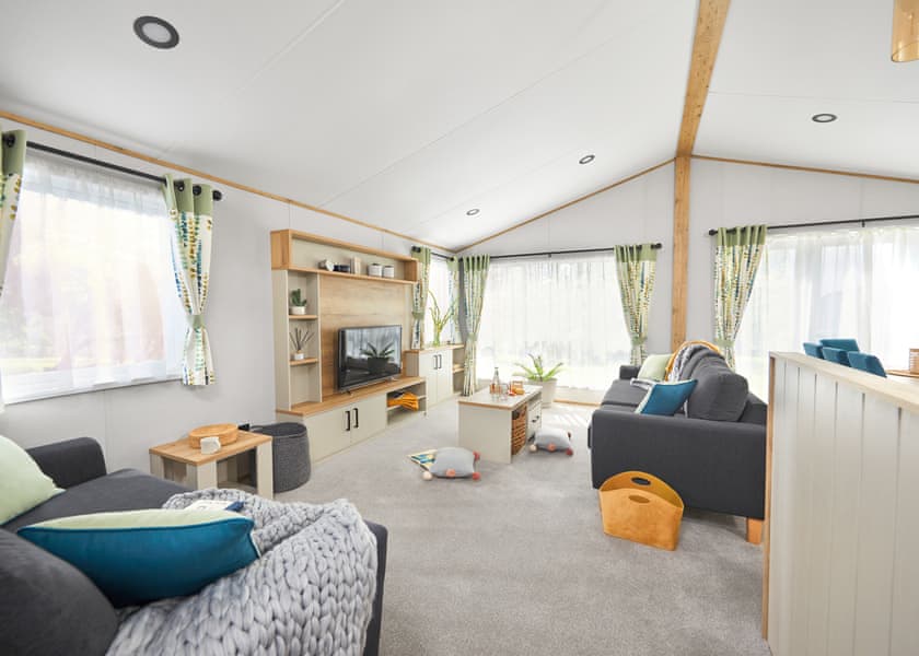 All imagery shown is a representation only. Style, decor and exact views vary by lodge | Valley View 3 bed Hot Tub Pet (sleeps 6) - Lakeview Manor Lodges, Dunkeswell, Honiton