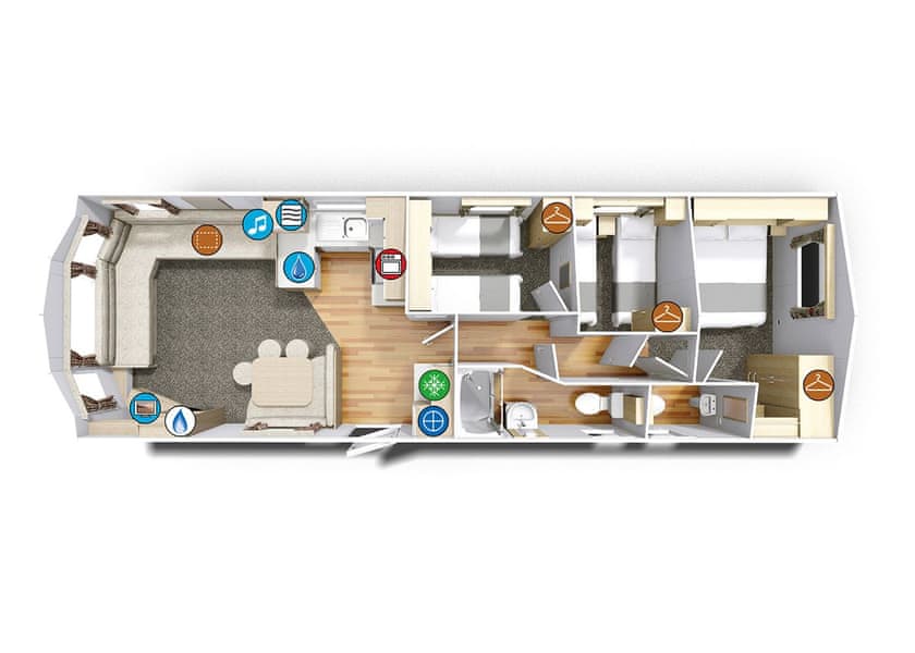 Typical Comfort Caravan 3 | 6 Berth Comfort Caravan 3 Bed - The Lakes Rookley, Rookley Village